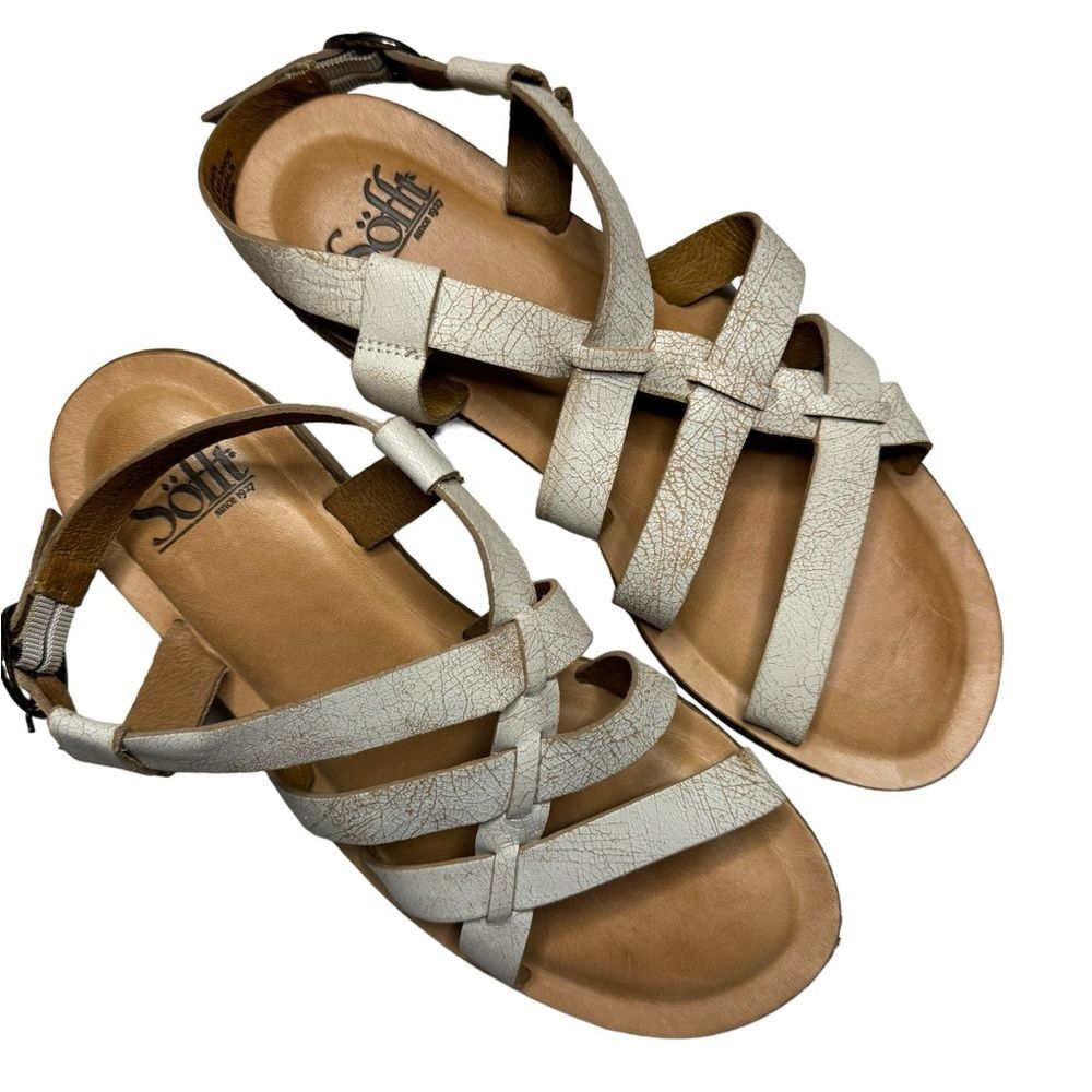 Sofft Women's Sander White Ambrosa Leather Sandals Size 8
